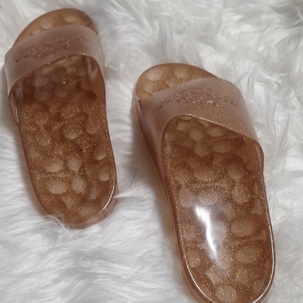 Stylish Gold Glitter Slides